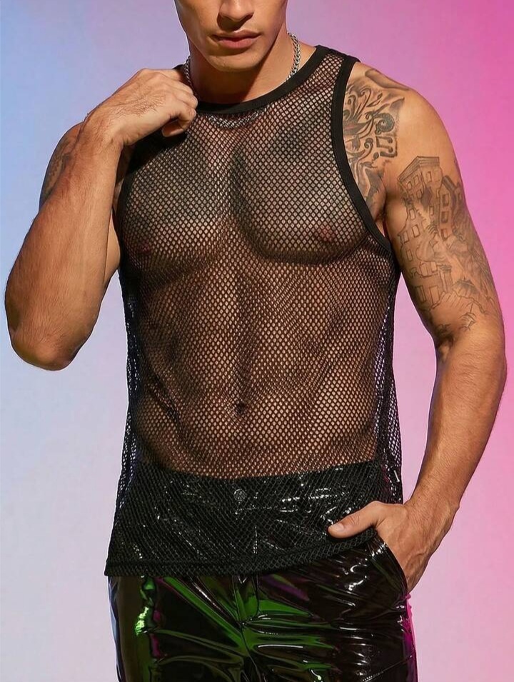 Men's Fashion Street Mesh Loose Tank Top